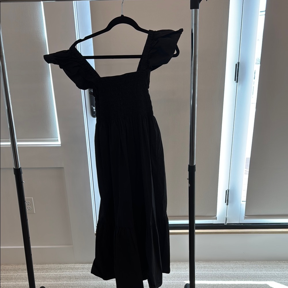 Black Maxi Sundress with Flutter Cap Sleeves - Aqua brand